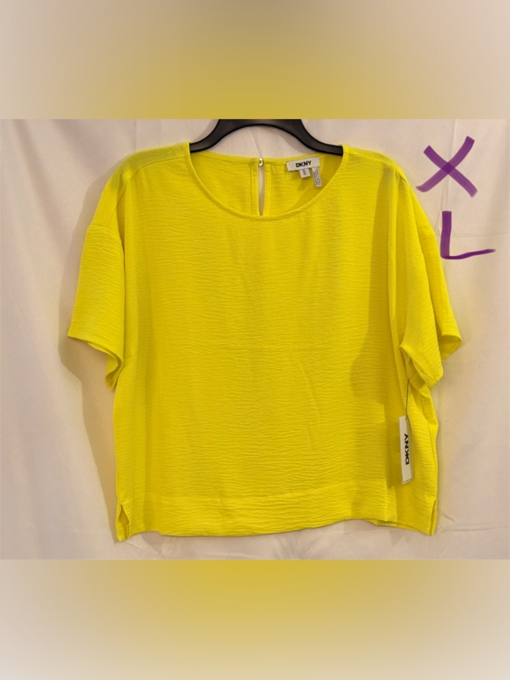 DKNY Neon Yellow Short Sleeve Boxy Top